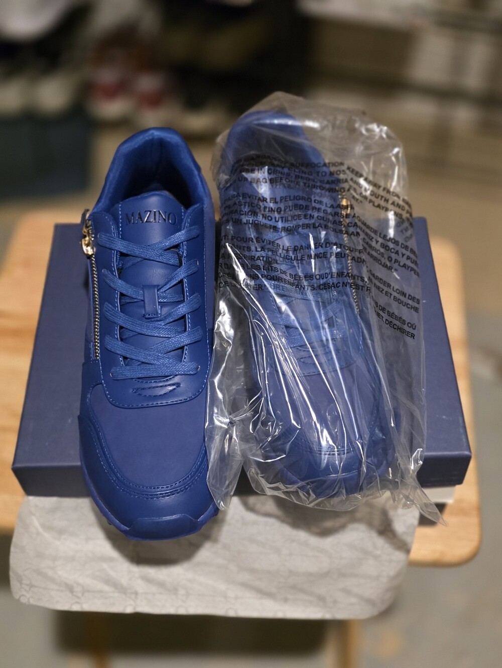 Mazino Men’s Royal Blue Zipper Lace Sneakers